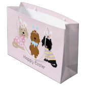 Grand Sac Cadeau Joyeux Chiens Goldendoodle de Pâques (Dos Angle)