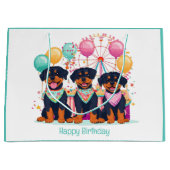 Grand Sac Cadeau Joyeux Chiens Rottweiler D'Anniversaire À Un Carna (Devant)