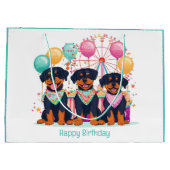 Grand Sac Cadeau Joyeux Chiens Rottweiler D'Anniversaire À Un Carna (Dos)