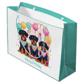 Grand Sac Cadeau Joyeux Chiens Rottweiler D'Anniversaire À Un Carna (Dos Angle)