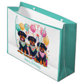 Grand Sac Cadeau Joyeux Chiens Rottweiler D'Anniversaire À Un Carna (Devant Angle)