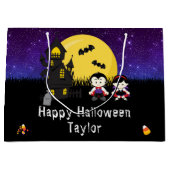 Grand Sac Cadeau Joyeux costume d'Halloween Vampires violet (Devant)