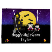 Grand Sac Cadeau Joyeux costume d'Halloween Vampires violet (Dos)