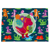 Grand Sac Cadeau Joyeux Dinosaur d'anniversaire (Devant)