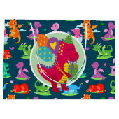 Grand Sac Cadeau Joyeux Dinosaur d'anniversaire (Dos)