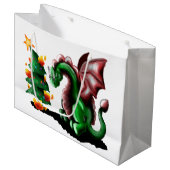 Grand Sac Cadeau Joyeux dragon de Noël (Devant Angle)