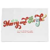 Grand Sac Cadeau Joyeux et brillant Noël personnalisé (Devant)