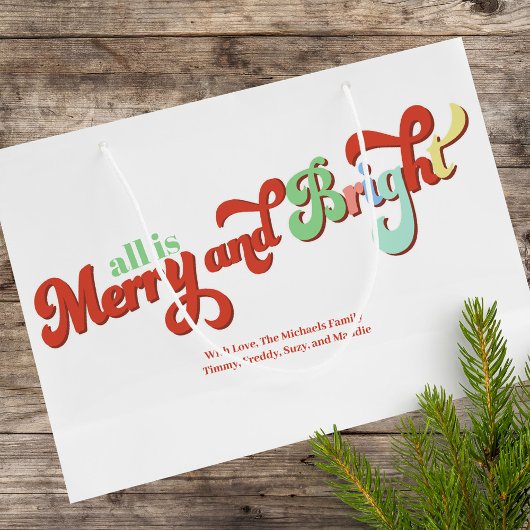 Grand Sac Cadeau Joyeux et brillant Noël personnalisé