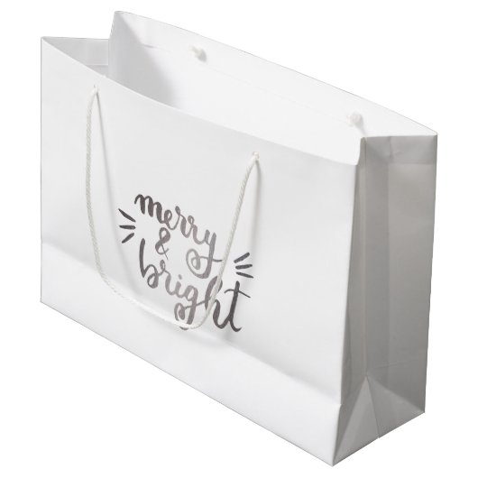 Grand Sac Cadeau Joyeux et lumineux - argent (Devant Angle)