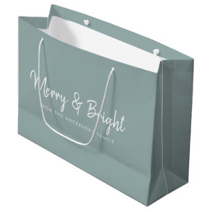 Grand Sac Cadeau Joyeux et lumineux   Calligraphie de script Décont