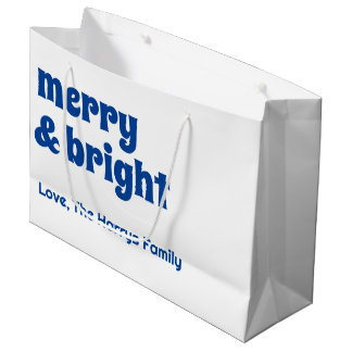 Grand Sac Cadeau Joyeux et lumineux minimaliste de Noël Famille Noi