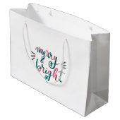 Grand Sac Cadeau Joyeux et lumineux - vert et rose (Dos Angle)