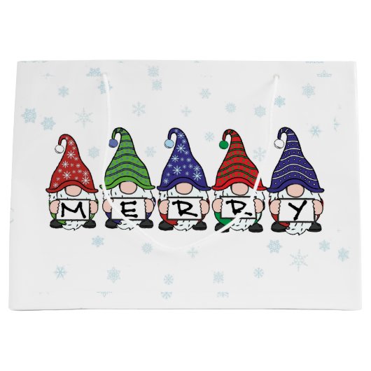 Grand Sac Cadeau Joyeux Gnomes (Devant)