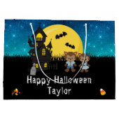 Grand Sac Cadeau Joyeux Halloween Costume Party Werewolf Blue (Dos)