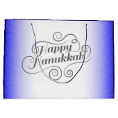 Grand Sac Cadeau Joyeux Hanoukka 2 tons bleu blanc Arrière - plan (Dos)