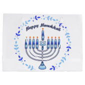 Grand Sac Cadeau Joyeux Hanoukka Menorah Juif Juif Cute bougies (Dos)