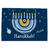 Grand Sac Cadeau Joyeux Hanoukka Menorah Rainbow (Dos)