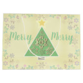 Grand Sac Cadeau "Joyeux Joyeux" Arbre de Noël & Snowflakes (Dos)