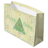 Grand Sac Cadeau "Joyeux Joyeux" Arbre de Noël & Snowflakes (Dos Angle)