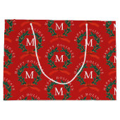Grand Sac Cadeau Joyeux Joyeux Jours Personnalisés Monogramme Rouge (Dos)