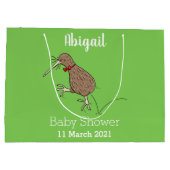 Grand Sac Cadeau Joyeux kiwi de saut avec dessin de cravate arc (Dos)
