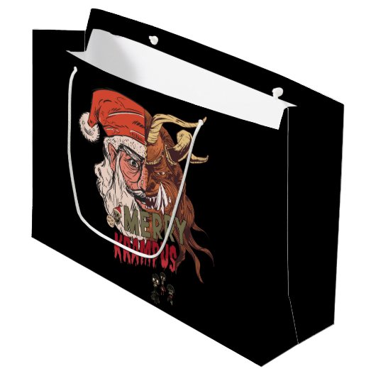 Grand Sac Cadeau Joyeux Krampus effrayant Père Noël Horreur Noël (Devant Angle)