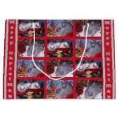 Grand Sac Cadeau Joyeux lapin de Noël lapin photo Collage (Devant)