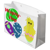 Grand Sac Cadeau Joyeux lapin de Pâques oeufs de poussins rose jaun (Dos Angle)