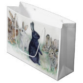 Grand Sac Cadeau Joyeux lapins de Pâques (Devant Angle)