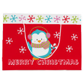 Grand Sac Cadeau Joyeux manchot de vacances (Dos)