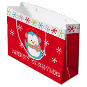 Grand Sac Cadeau Joyeux manchot de vacances (Dos Angle)