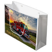 Grand Sac Cadeau Joyeux moteur de feu d'anniversaire (Devant Angle)
