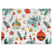 Grand Sac Cadeau Joyeux Motif d'illustration de Noël (Devant)