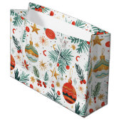 Grand Sac Cadeau Joyeux Motif d'illustration de Noël (Devant Angle)