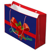 Grand Sac Cadeau Joyeux Noël à Red Bow (Devant Angle)