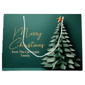 Grand Sac Cadeau Joyeux Noël Arbre magnifique Green Gold Party (Devant)