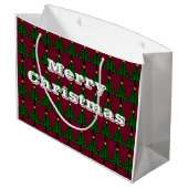 Grand Sac Cadeau Joyeux Noël/arbres verts décoratifs (Dos Angle)
