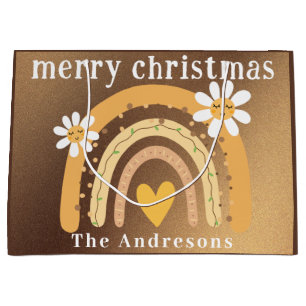 Grand Sac Cadeau Joyeux Noël arc-en-ciel Personnalisé