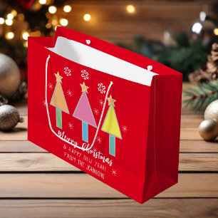 Grand Sac Cadeau Joyeux Noël Art Nom de famille Cool moderne mignon