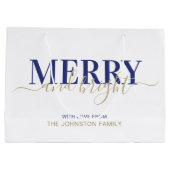 Grand Sac Cadeau Joyeux Noël bleu marine  (Dos)