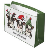 Grand Sac Cadeau Joyeux Noël Boston Terrier Chiens (Dos Angle)