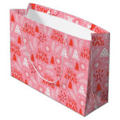 Grand Sac Cadeau Joyeux Noël Botanique Rose-Rétro (Dos Angle)