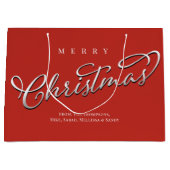 Grand Sac Cadeau Joyeux Noël Calligraphie Script mignon Rouge Plaid (Devant)