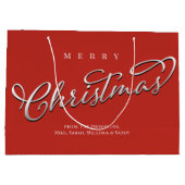 Grand Sac Cadeau Joyeux Noël Calligraphie Script mignon Rouge Plaid (Dos)