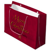 Grand Sac Cadeau Joyeux Noël, canneberge or élégant calligraphe (Devant Angle)