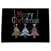 Grand Sac Cadeau Joyeux Noël Croix Noël Arbre Rétro (Devant)