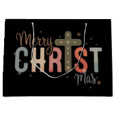 Grand Sac Cadeau Joyeux Noël Croix Religieuse Famille chrétienne (Devant)
