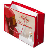 Grand Sac Cadeau Joyeux Noël dans la neige (Devant Angle)