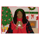 Grand Sac Cadeau Joyeux Noël dans la neige (Dos)