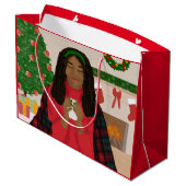 Grand Sac Cadeau Joyeux Noël dans la neige (Dos Angle)